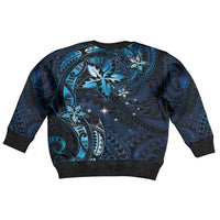 Hawaii Makahiki Season Kid Ugly Christmas Sweater Floral Tribal Tattoo Blue Galaxy LT05 - Polynesian Pride