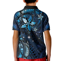 Hawaii Makahiki Season Kid Polo Shirt Floral Tribal Tattoo Blue Galaxy LT05 - Polynesian Pride