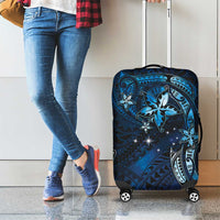 Hawaii Makahiki Season Luggage Cover Floral Tribal Tattoo Blue Galaxy LT05 - Polynesian Pride