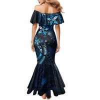 Hawaii Makahiki Season Mermaid Dress Floral Tribal Tattoo Blue Galaxy LT05 - Polynesian Pride