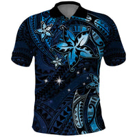 Hawaii Makahiki Season Polo Shirt Floral Tribal Tattoo Blue Galaxy LT05 Blue - Polynesian Pride