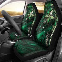 Hawaii Makahiki Season Car Seat Cover Floral Tribal Tattoo Green Galaxy LT05 - Polynesian Pride