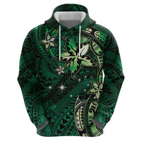 Hawaii Makahiki Season Hoodie Floral Tribal Tattoo Green Galaxy LT05 - Polynesian Pride
