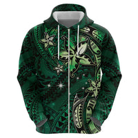 Hawaii Makahiki Season Hoodie Floral Tribal Tattoo Green Galaxy LT05 - Polynesian Pride