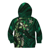 Hawaii Makahiki Season Kid Hoodie Floral Tribal Tattoo Green Galaxy LT05 - Polynesian Pride