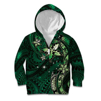 Hawaii Makahiki Season Kid Hoodie Floral Tribal Tattoo Green Galaxy LT05 Zip Hoodie Green - Polynesian Pride