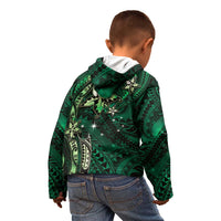 Hawaii Makahiki Season Kid Hoodie Floral Tribal Tattoo Green Galaxy LT05 - Polynesian Pride