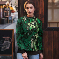 Hawaii Makahiki Season Ugly Christmas Sweater Floral Tribal Tattoo Green Galaxy LT05 - Polynesian Pride