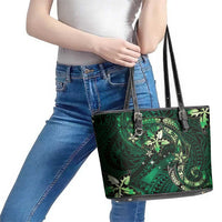 Hawaii Makahiki Season Leather Tote Bag Floral Tribal Tattoo Green Galaxy LT05 - Polynesian Pride
