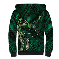Hawaii Makahiki Season Sherpa Hoodie Floral Tribal Tattoo Green Galaxy LT05 - Polynesian Pride