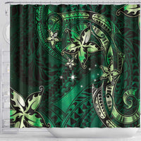 Hawaii Makahiki Season Shower Curtain Floral Tribal Tattoo Green Galaxy LT05 - Polynesian Pride