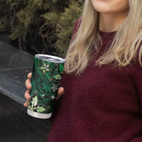 Hawaii Makahiki Season Tumbler Cup Floral Tribal Tattoo Green Galaxy LT05 - Polynesian Pride