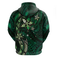 Hawaii Makahiki Season Zip Hoodie Floral Tribal Tattoo Green Galaxy LT05 - Polynesian Pride