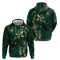 Hawaii Makahiki Season Zip Hoodie Floral Tribal Tattoo Green Galaxy LT05 - Polynesian Pride