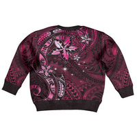 Hawaii Makahiki Season Kid Ugly Christmas Sweater Floral Tribal Tattoo Pink Galaxy LT05 - Polynesian Pride