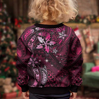 Hawaii Makahiki Season Kid Ugly Christmas Sweater Floral Tribal Tattoo Pink Galaxy LT05 - Polynesian Pride