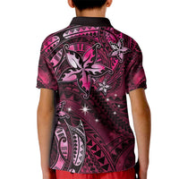 Hawaii Makahiki Season Kid Polo Shirt Floral Tribal Tattoo Pink Galaxy LT05 - Polynesian Pride