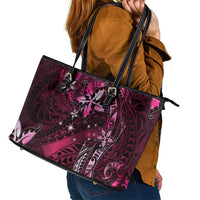 Hawaii Makahiki Season Leather Tote Bag Floral Tribal Tattoo Pink Galaxy LT05 - Polynesian Pride