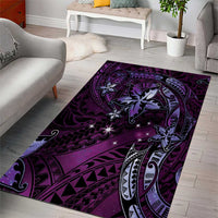 Hawaii Makahiki Season Area Rug Floral Tribal Tattoo Purple Galaxy LT05 - Polynesian Pride