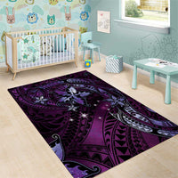 Hawaii Makahiki Season Area Rug Floral Tribal Tattoo Purple Galaxy LT05 - Polynesian Pride