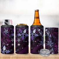 Hawaii Makahiki Season 4 in 1 Can Cooler Tumbler Floral Tribal Tattoo Purple Galaxy LT05 - Polynesian Pride
