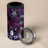 Hawaii Makahiki Season 4 in 1 Can Cooler Tumbler Floral Tribal Tattoo Purple Galaxy LT05 - Polynesian Pride