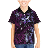 Hawaii Makahiki Season Family Matching Mermaid Dress and Hawaiian Shirt Floral Tribal Tattoo Purple Galaxy LT05 Son's Shirt Purple - Polynesian Pride
