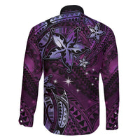 Hawaii Makahiki Season Family Matching Short Sleeve Bodycon Dress and Hawaiian Shirt Floral Tribal Tattoo Purple Galaxy LT05 - Polynesian Pride