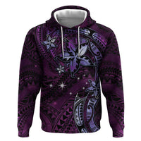 Hawaii Makahiki Season Hoodie Floral Tribal Tattoo Purple Galaxy LT05 Pullover Hoodie Purple - Polynesian Pride
