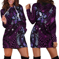 Hawaii Makahiki Season Hoodie Dress Floral Tribal Tattoo Purple Galaxy LT05 - Polynesian Pride