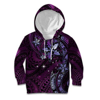 Hawaii Makahiki Season Kid Hoodie Floral Tribal Tattoo Purple Galaxy LT05 Hoodie Purple - Polynesian Pride