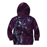 Hawaii Makahiki Season Kid Hoodie Floral Tribal Tattoo Purple Galaxy LT05 - Polynesian Pride