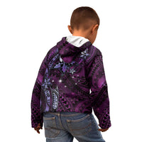 Hawaii Makahiki Season Kid Hoodie Floral Tribal Tattoo Purple Galaxy LT05 - Polynesian Pride