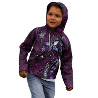 Hawaii Makahiki Season Kid Hoodie Floral Tribal Tattoo Purple Galaxy LT05 - Polynesian Pride