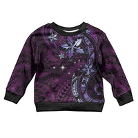 Hawaii Makahiki Season Kid Ugly Christmas Sweater Floral Tribal Tattoo Purple Galaxy LT05 Kid Purple - Polynesian Pride