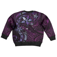 Hawaii Makahiki Season Kid Ugly Christmas Sweater Floral Tribal Tattoo Purple Galaxy LT05 - Polynesian Pride