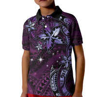 Hawaii Makahiki Season Kid Polo Shirt Floral Tribal Tattoo Purple Galaxy LT05 Kid Purple - Polynesian Pride