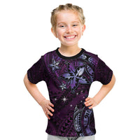 Hawaii Makahiki Season Kid T Shirt Floral Tribal Tattoo Purple Galaxy LT05 Purple - Polynesian Pride