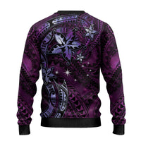 Hawaii Makahiki Season Ugly Christmas Sweater Floral Tribal Tattoo Purple Galaxy LT05 - Polynesian Pride