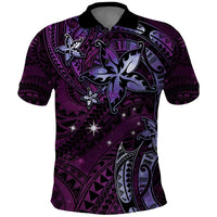 Hawaii Makahiki Season Polo Shirt Floral Tribal Tattoo Purple Galaxy LT05 Purple - Polynesian Pride
