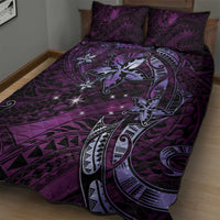 Hawaii Makahiki Season Quilt Bed Set Floral Tribal Tattoo Purple Galaxy LT05 - Polynesian Pride