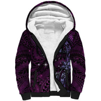 Hawaii Makahiki Season Sherpa Hoodie Floral Tribal Tattoo Purple Galaxy LT05 Unisex Purple - Polynesian Pride