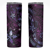 Hawaii Makahiki Season Skinny Tumbler Floral Tribal Tattoo Purple Galaxy LT05 Purple - Polynesian Pride