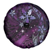 Hawaii Makahiki Season Spare Tire Cover Floral Tribal Tattoo Purple Galaxy LT05 - Polynesian Pride