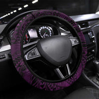 Hawaii Makahiki Season Steering Wheel Cover Floral Tribal Tattoo Purple Galaxy LT05 Universal Fit Purple - Polynesian Pride