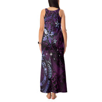 Hawaii Makahiki Season Tank Maxi Dress Floral Tribal Tattoo Purple Galaxy LT05 - Polynesian Pride