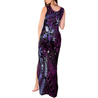 Hawaii Makahiki Season Tank Maxi Dress Floral Tribal Tattoo Purple Galaxy LT05 - Polynesian Pride