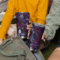 Hawaii Makahiki Season Tumbler Cup Floral Tribal Tattoo Purple Galaxy LT05 - Polynesian Pride