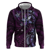 Hawaii Makahiki Season Zip Hoodie Floral Tribal Tattoo Purple Galaxy LT05 Zip Hoodie Purple - Polynesian Pride