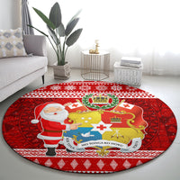 Tonga Christmas Round Carpet Kilisimasi Fiefia Santas Coat Of Arms LT05 - Polynesian Pride